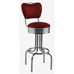 tabouret américain vintage avec dossier Tucson pivotant rouge ruby
