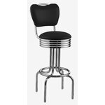 tabouret américain rétro Tucson vinyle noir et dossier