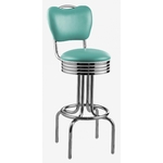 tabouret chromé pivotant avec dossier Tucson turquoise