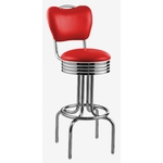 tabouret de bar vintage Tucson pivotant vinyle rouge