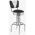tabouret rockford noir et blanc chromé avec dossier
