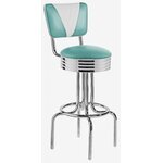 tabouret rockford chromé bicolore turquoise et blanc