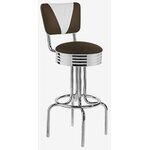 tabouret rétro chromé et pivotant Rockford bicolore marron et blanc