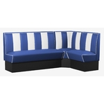 banquette d'angle en L vintage vinyle bleu paon et blanc