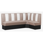 banquettes de restaurant en L vinyle bicolore rose et blanc