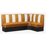 banquettes de restaurant en L vinyle bicolore orange et blanc