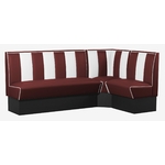 banquettes de Diner en L vinyle rouge ruby et blanc