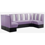 banquettes de Diner américain en U vinyle mauve et blanc
