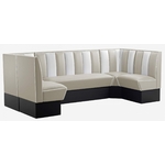 banquettes de restaurant en U vinyle bicolore beige et blanc