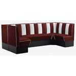 banquettes en U de cuisine vintage en U vinyle rouge ruby et blanc