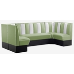combinaison de banquettes de cuisine en U vinyle bicolore vert blanc