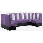 combinaison de banquettes américaines en U vinyle violet et blanc