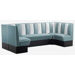 combinaison de banquettes de Diner en U bleu poudre et blanc