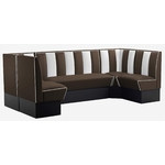 ensemble de banquettes de restaurant en U vinyle marron et blanc