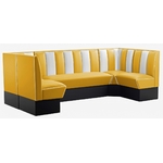 ensemble de banquettes vintage en U vinyle jaune et blanc