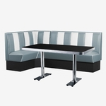 ensemble banquettes et table de salle à manger rétro vinyle bicolore bleu et blanc