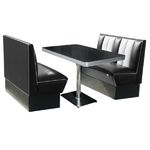 cabine de Diner américain table formica et banquettes vinyle noir et blanc