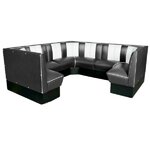 ensemble en cercle de banquettes en vinyle noir et blanc bel air