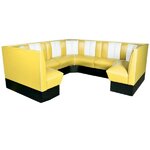 combinaison circulaire de banquettes de Diner bel air jaune et blanc rétro
