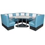 idée aménagement coin cuisine dangle américaine vinyle bleu et table dangle