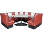 banquettes dangle de cuisine vinyle rouge ruby et table dangle en formica