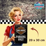 plaque métal vintage Harley davidson parking only nostalgic art  20x30cm