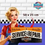 plaque métal vintage Harley davidson service and repair nostalgic art  50x25cm