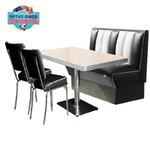 ensemble de cuisine de restaurant  banquette et chaises en vinyle noir et blanc