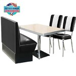 ensemble de cuisine rétro banquette et chaises en vinyle noir et blanc