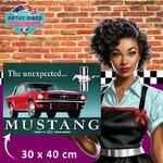 plaque américaine vintage ford mustang rouge 30x40 cm