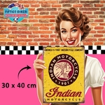 plaque américaine Indian motorcycle logo 30x40 cm