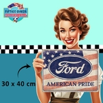 plaque métal Ford american pride 30x40 cm