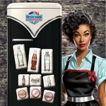 set de 9 magnets rétro coca-cola bottles and caps