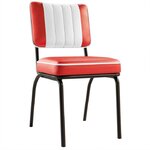 chaise rétro chicago rouge en vinyle bicolore et pieds noirs