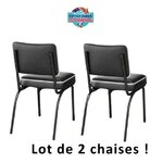 2 chaises de Diner américain Chicago en vinyle noir et blanc vintage