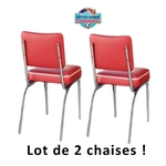 chaises chromées américaines boston vinyle bicolore rouge
