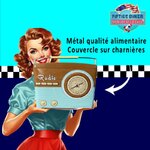 boite de rangement radio bleue rétro