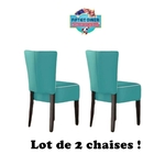 lot de chaises de Diner Utah pieds bois vinyle turquoise