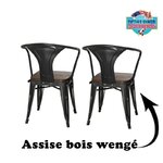 chaises de Diner rétro style industriel assise bois wengé
