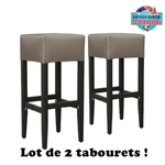 tabourets de bar rétro en bois et vinyle taupe