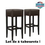 tabourets américains de bar rétro en bois et vinyle marron