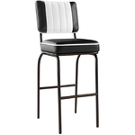 tabouret de bar rétro vinyle bicolore noir