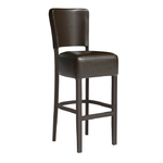 tabouret de bar en bois dossier cuir marron