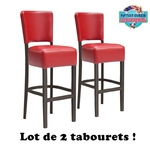 tabourets de bar américains rétro vinyle rouge