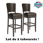 tabourets de bar américains rétro en bois et cuir marron