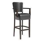 tabouret haut en bois avec accoudoirs vinyle noir