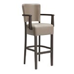 tabouret americain avec dossier et accoudoirs vinyle beige taupe