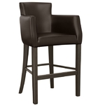 tabouret de bar rembourré Texas en vinyle noir et bois