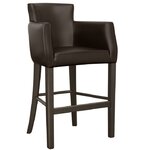 tabouret américain rembourré en bois et vinyle marron