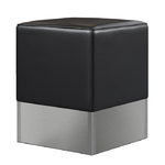 pouf rétro base inox et assise vinyle noir pour restaurant